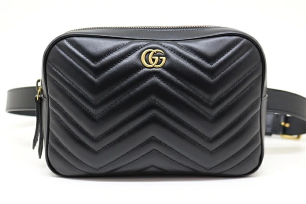 Gucci Bag Waist Crossbody Bum Belt GG Marmont Quilted Leather Black
